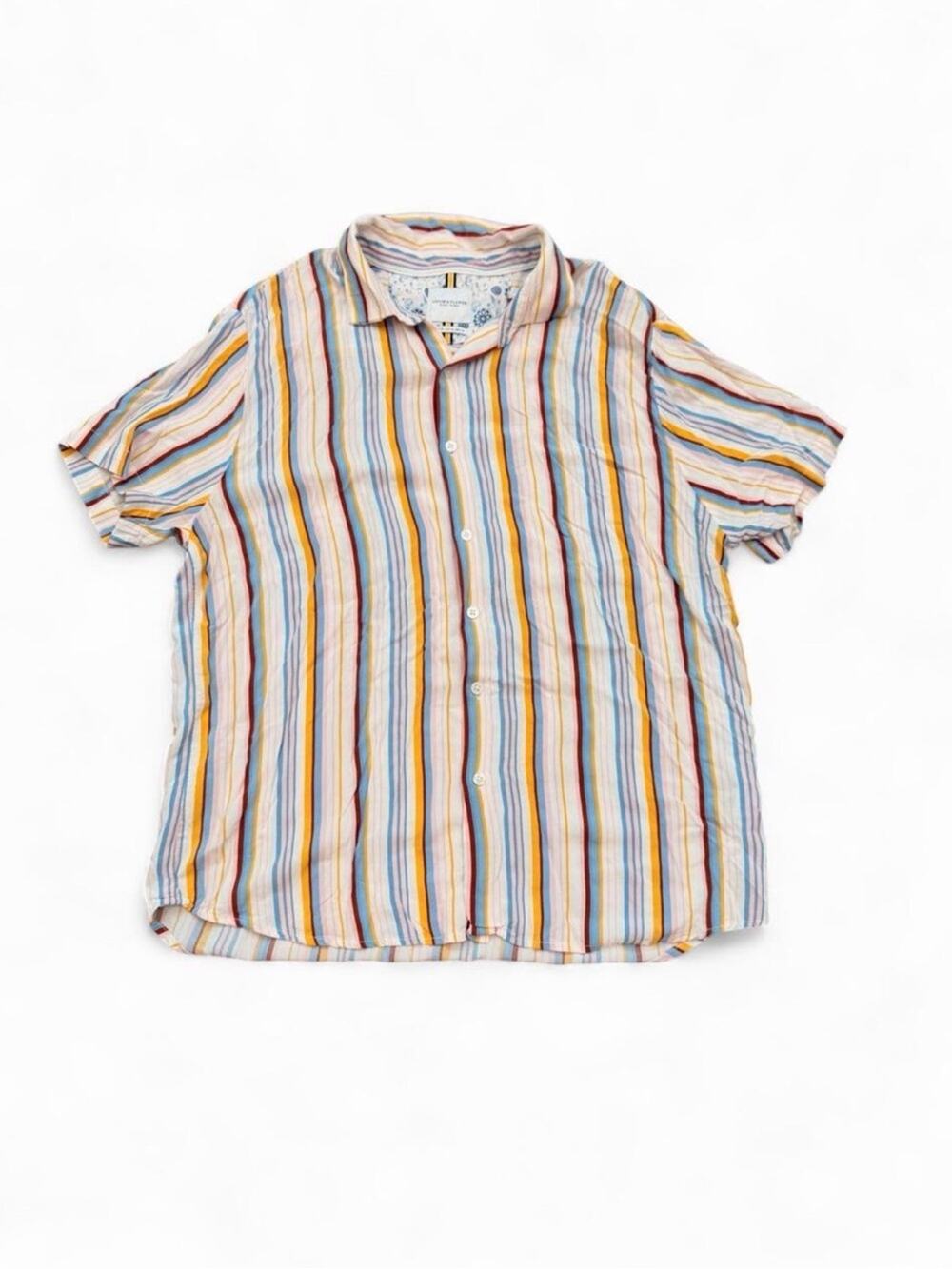 Denim & Flower Ricky Singh Striped Short Sleeve Button Down Shirt Men's XL